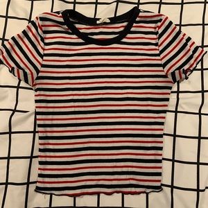 Garage short sleeve crop top with lettuce edge